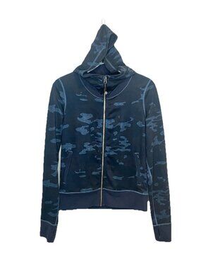 Lululemon Namaskar Hoodie Sz 8 M Blue Camo Full Zip Thumbhole Jacket
